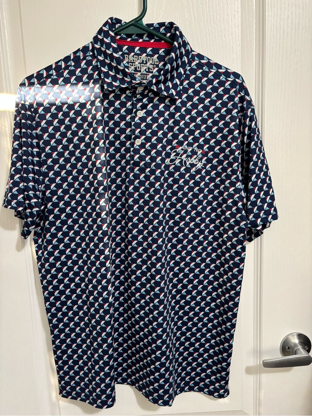 Barstool Sports x Ain’t No Hobby - Men's Navy Geometric Polo - Golf Shirt